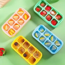 shree grb 4pcs 8 big Cavity Pop Up Ice Cube Trays for Freezer with Lid 100% BPA Free N16 Multicolor Silicone Ice Cube Tray-picture-19