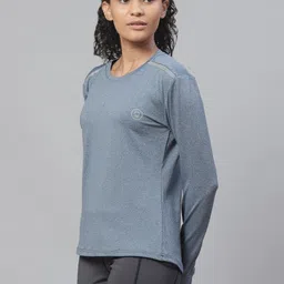 chkokko Women Solid Round Neck Polyester Blue T-Shirt image 4