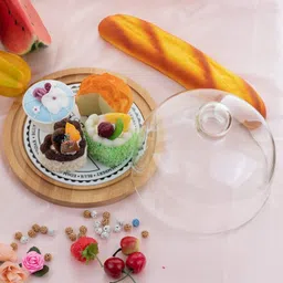 queryzen Cake Dessert Serving Tray Platter Salad Punch Bowl Home Kitchen Baker's Bakery Plastic, Wooden Cake Server image 5