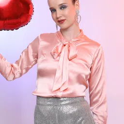 ketch Women Regular Fit Solid Tie up Collar Casual Shirt-picture-22