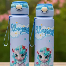 kswe Unicorn Blue Kids Water Bottle | BPA Free Leak Proof School Travel Sipper 900 ml Water Bottles-picture-33