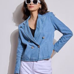 sassafras Women Solid Double Breasted Casual Blazer-picture-44