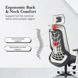 rw rest well Cyber Ergonomic Arm Chair| Swivel Chair with High Back & Adjustable Headrest| Nylon Office Executive Chair image 2