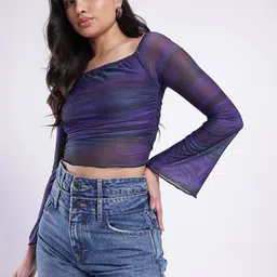 Casual Regular Sleeves Printed Women Purple Top-image-24