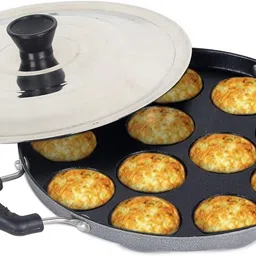 Appe/Aapee Ka Sacha/Panniyaram Kadai/Appam Pan/Kadai/Ponganal Maker/Idali Maker Paniarakkal with Lid 1 L capacity 23 cm diameter-image-10
