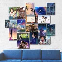 thepostermart YOUR NAME ANIME WALL POSTER | PACK OF 18 wall collage kit |ANIME WALL COLLAGE6 * 4 inches | Mitsuha Miyamizu, Taki Tachibana 3D Poster image 2