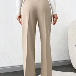 next one Women Regular Fit Beige Polyester Trousers image 2