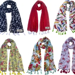 fusfus Printed Chiffon Women Multicolor Scarf, Stole-picture-10
