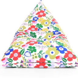 style homez XXL Pyramid Cotton Canvas Floral Printed Lounger Bean Bag With Bean Filling image 2
