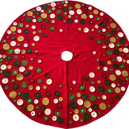 art horizons Festive Red Button-Design Christmas Tree Skirt Tree Skirt Pack of 1 image 2