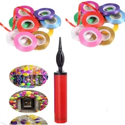rjs creations Solid Balloon Decorating Garland - 1 Balloon Pump & 10 Pcs Curling Ribbon Multi Balloon Bouquet-picture-21