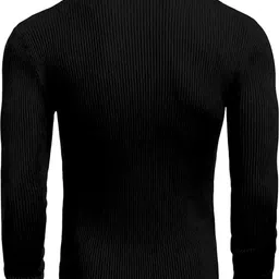 drvp Men Striped High Neck Black Sweater image 3