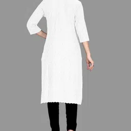 lavyaa fashion Women Chikan Embroidery, Embellished, Embroidered Chanderi Straight Kurta image 3