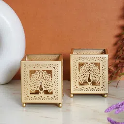 purestory Peacock Tealight Votive Candle Holders (Set Of 2) image 1