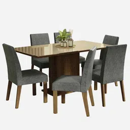 madesa Cascada 6 Seater Dining Set In Brown & Beige Finish image 4