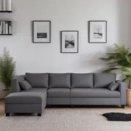 mintwud from pepperfry BIngo Fabric RHS Sectional Sofa (3+ Lounger) In Grey Colour-picture-10