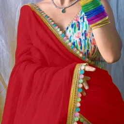 edina Solid/Plain Bollywood Georgette Saree-picture-11