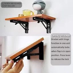 washify Foldable Steel Multipurpose Shelf Brackets 30 cm Shelf Bracket image 5