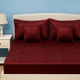 shruvis ekart Woolen King Fitted (Elastic) 400 TC Printed Bedsheet image 3