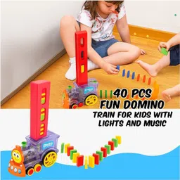 siddhanam Domino Train Toy for Kids | Laying Train | Lights & Music | 40 Pcs Domino Blocks image 5
