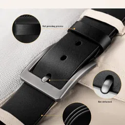 provogue Men Casual, Formal, Party Black Genuine Leather Belt image 3
