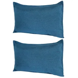 Aqua Solid 210TC Jute 17 x 27 Inches Pillow Covers (Set of 2) by The Conversion image 2