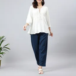 janasya Casual Bell Sleeves Solid Women White Top-picture-22
