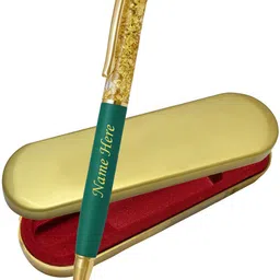 ujji Matte Finish Zari Gold Green Colour Body Ball Pen-picture-28