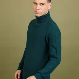 highlander Men Solid Turtle Neck Green Sweater image 4