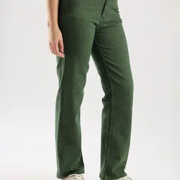 zayla Women Flared High Rise Dark Green Jeans image 3