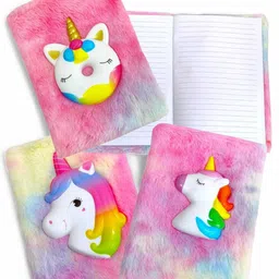 amycaur Unicorn Fur 3D Squishy Diary Note Book For Kids Personal Notebook A5 Diary Ruled 80 Pages-picture-41