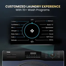 haier 9 kg Fully Automatic Front Load with In-built Heater Black image 4