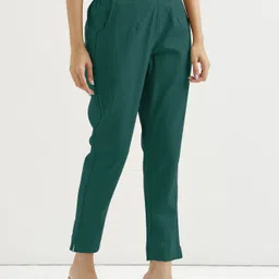 mast kalandar Women Regular Fit Dark Green Pure Cotton Trousers image 5
