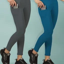 beyogini Solid Women Blue, Grey Tights-picture-11