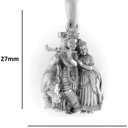 akshat sapphire Sterling Silver(92.5% purity)(Big Size)God Radha Krishna Pendant for Men/Women_1 Silver Pendant image 3