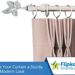 flipkart smartbuy Silver Curtain Knobs, Rod Rail Bracket Metal image 2
