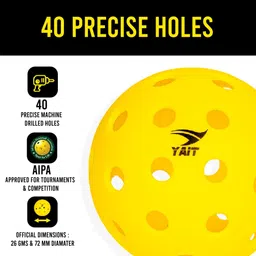 yait sports Gee-40 Pickleball Ball (Pack of 6) in Mesh Bag | AIPA Approved | For Tournaments Pickleball Ball image 2
