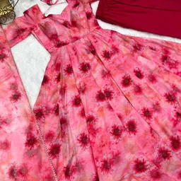 vastraangi Floral Print Georgette Stitched Anarkali Gown image 5