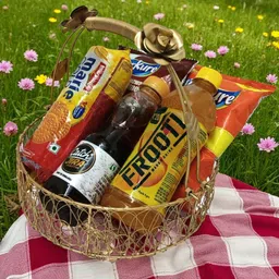 decorone Legant Gold Floral Hamper Basket – Gift & Snack Display Iron Fruit & Vegetable Basket image 1