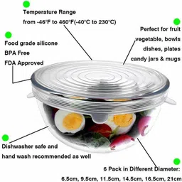 mobone ® BPA Free Silicone Lids Heat Resistant Reusable Stretchable Flexible Silicone 2.6 inch, 3.8 inch, 4.5 inch, 5.7 inch, 6.5 inch, 7.3 inch Lid Set image 2