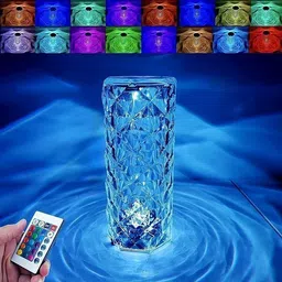 QueryZen 16-Color Changing Rose Crystal Lamp with A Remote Control and USB Rechargeable Table Lamp image 4