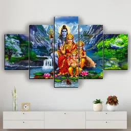 Peaceful Shiva 5 Panel Wall Decor (30x18 inches) Digital Reprint 18 inch x 30 inch Painting-image-14