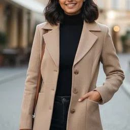 luvyduvy Tweed Self Design Coat For Women-picture-39