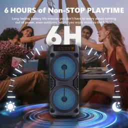 WOOS Rock Light Dual Woofer Karaoke Speaker 6W Bluetooth TWS Mic LED Party Soundbox 10 W Bluetooth Speaker-picture-13