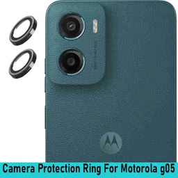 KREZEE Back Camera Lens Ring Guard Protector for Motorola g05 [Black Metal Ring with Glass] Set of 1-picture-19
