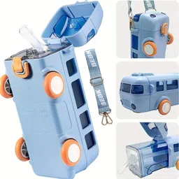 mhax PortableBPA Free Tritan Kids Bottle Baby Bus Water Bottle Student Cute Straw Car 500 ml Water Bottle-picture-46