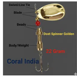 coral india Spinner Bait Brass Fishing Lure-picture-15