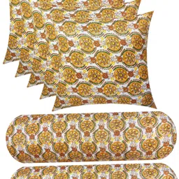 changers Combo Set of 5 Cushion And 2 Microfibre Floral Bolster Pack of 7-picture-19