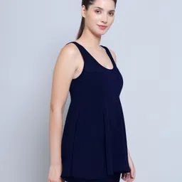 megaska Solid Women Swim-dress Blue Swimsuit image 3