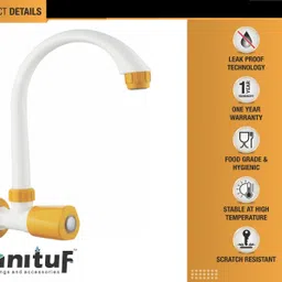 sanituf Sink Cock GXN-2025 (Pack of 1) || ISI Certified Galaxy Kitchen Sink Cock Faucets || Plastic Sink Tap Aerator Foam Flow Faucet image 3
